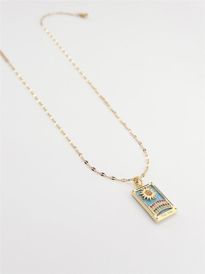 Çelik Tarot Güneş Kolye Gold Renk