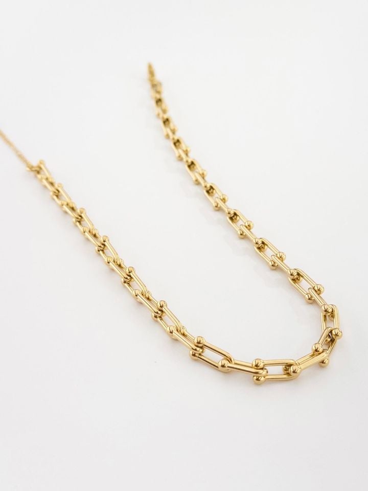 Kadın Çelik Ataç Model Kolye Gold Renk