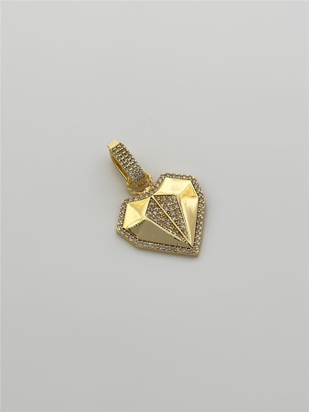 Ajda Charm Taşlı Simetrik Kalp Figürlü Gold Renk