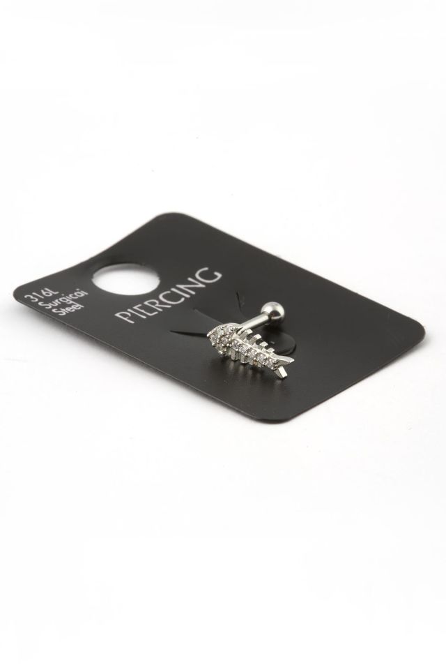 Çelik Tragus Piercing Balık Figürlü Zirkon Taşlı