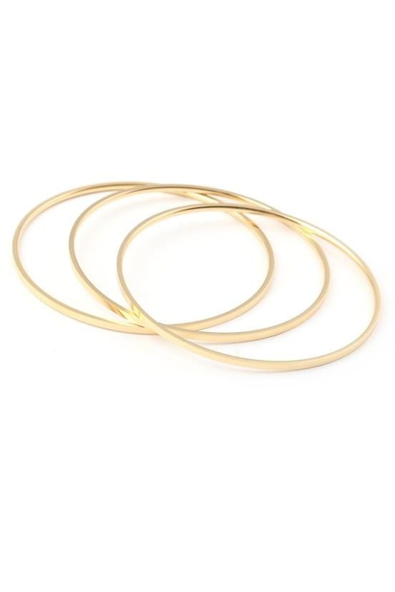 Kadın Ajda Üçlü Çelik Bilezik Gold Renk 66mm