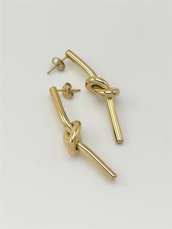 Çelik Düğüm Küpe Gold Renk