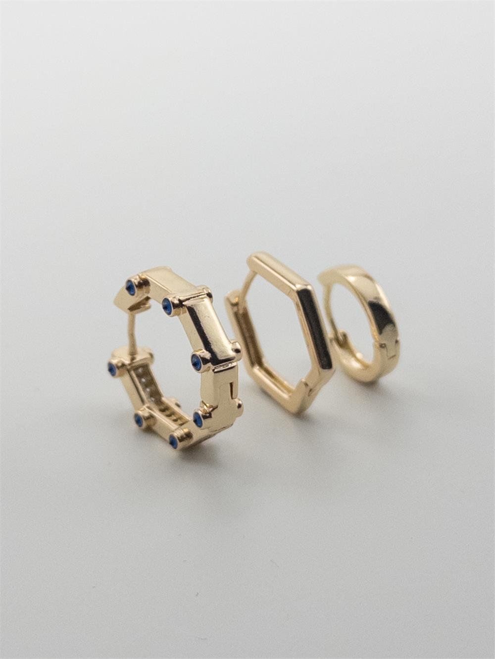 İthal Vip Üçlü Gold Renk Küpe