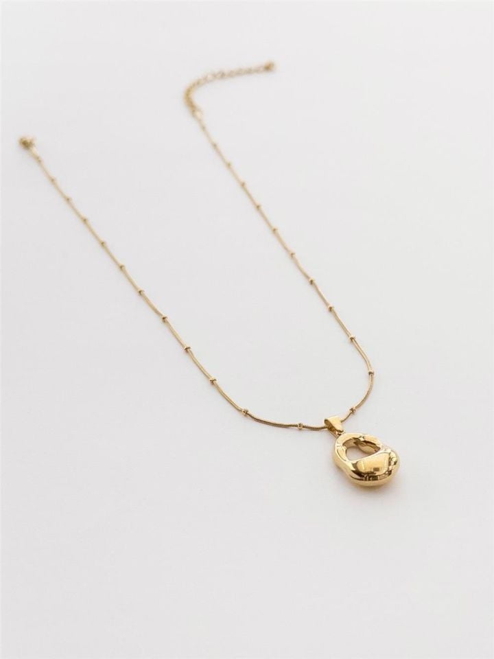 Kadın Çelik Gold Figürlü Mini Dorikalı Gold Renk Kolye 45cm
