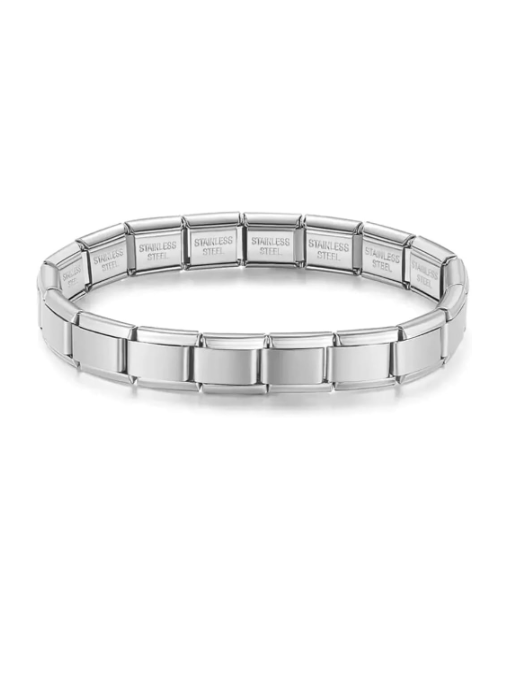 Çelik Charm Bileklik Gümüş Renk (Yazısız)