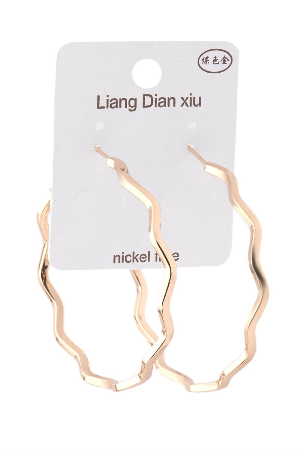 İthal Vip Zikzak Model Gold Renk Halka Küpe (Çap 5 cm)