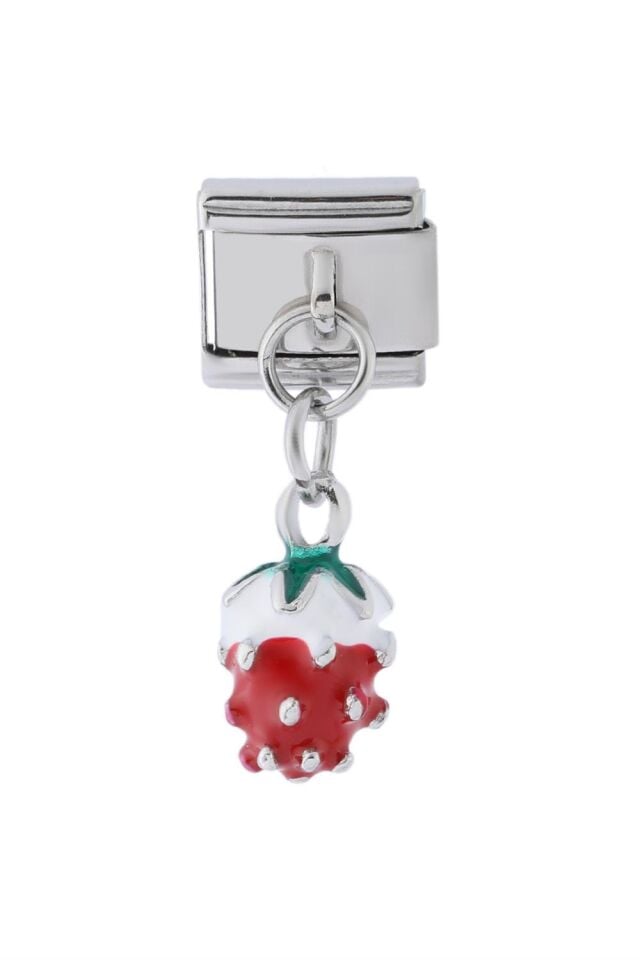 Çelik Charm Çilek Figürlü